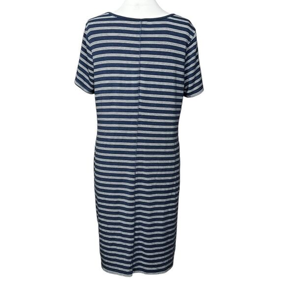 T by Talbots Dropped Knotted Waist Striped Athleisure T-Shirt Shift Dress - Picture 4 of 6